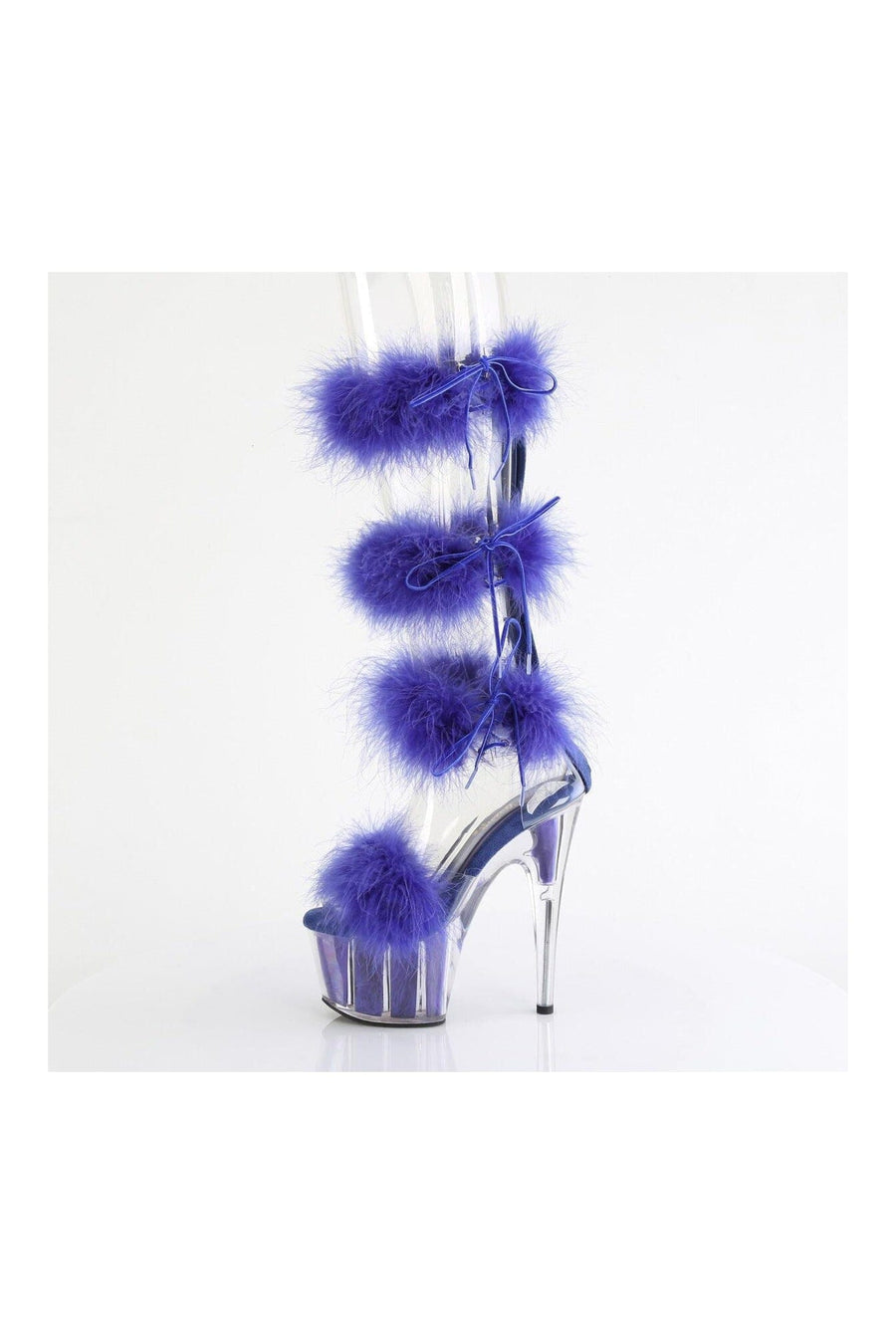 Pleaser ADORE-728F Clear Marabou Sandal in Clear Marabou