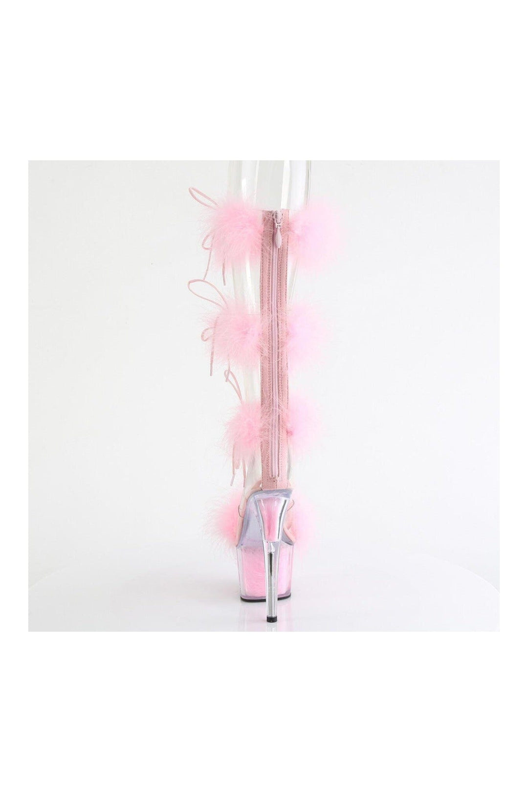 Pleaser ADORE-728F Clear Marabou Sandal in Clear Marabou