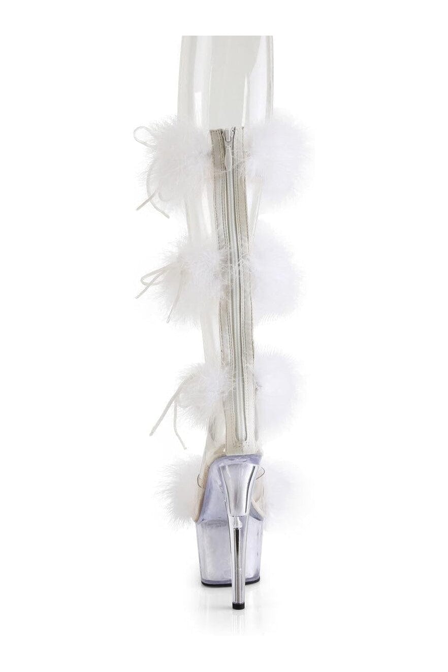 Pleaser ADORE-728F Clear Marabou Sandal in Clear Marabou