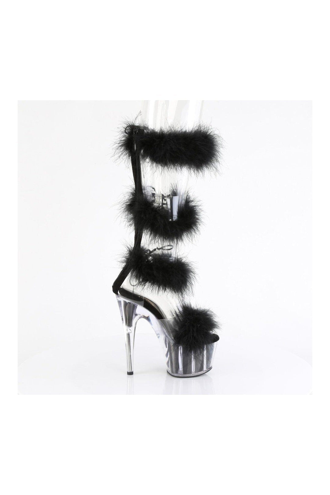Pleaser ADORE-728F Clear Marabou Sandal in Clear Marabou