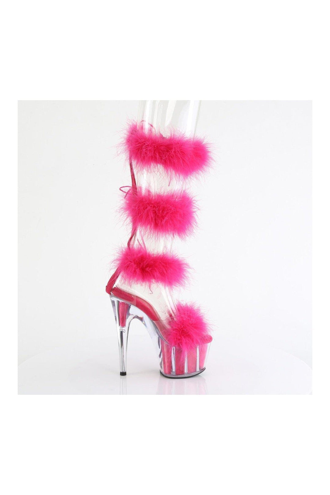 Pleaser ADORE-728F Clear Marabou Sandal in Clear Marabou