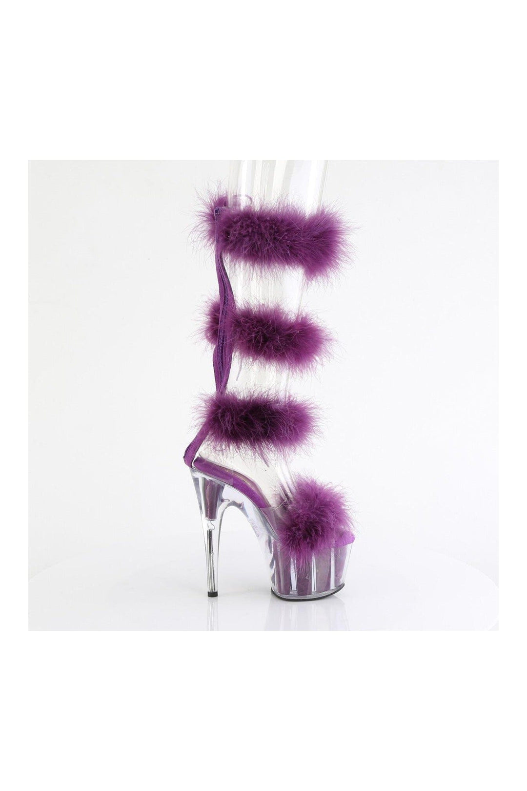 Pleaser ADORE-728F Clear Marabou Sandal in Clear Marabou