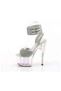 Pleaser ADORE-791HTRS Silver Faux Leather Sandal in Silver Faux Leather