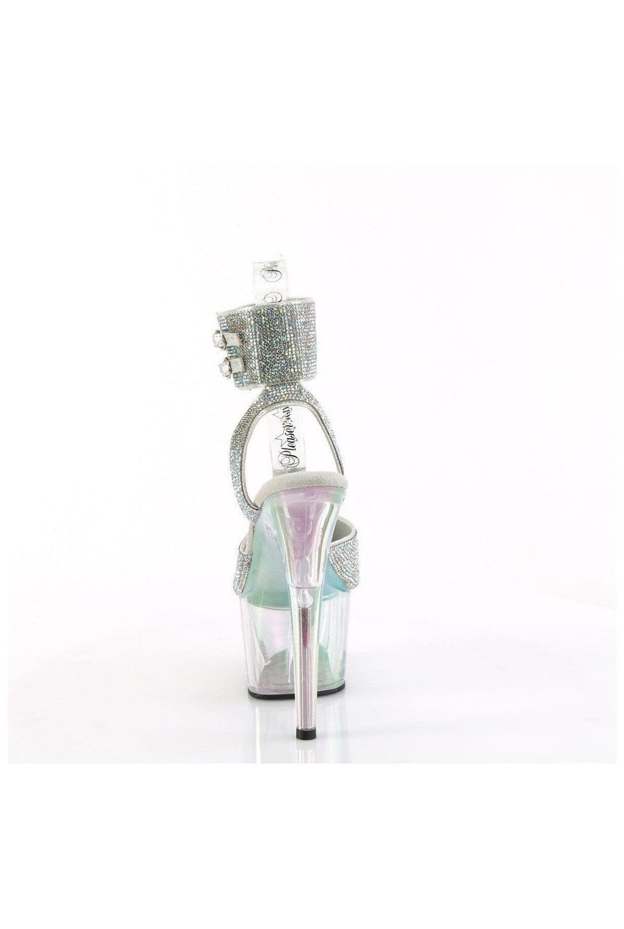 Pleaser ADORE-791HTRS Silver Faux Leather Sandal in Silver Faux Leather