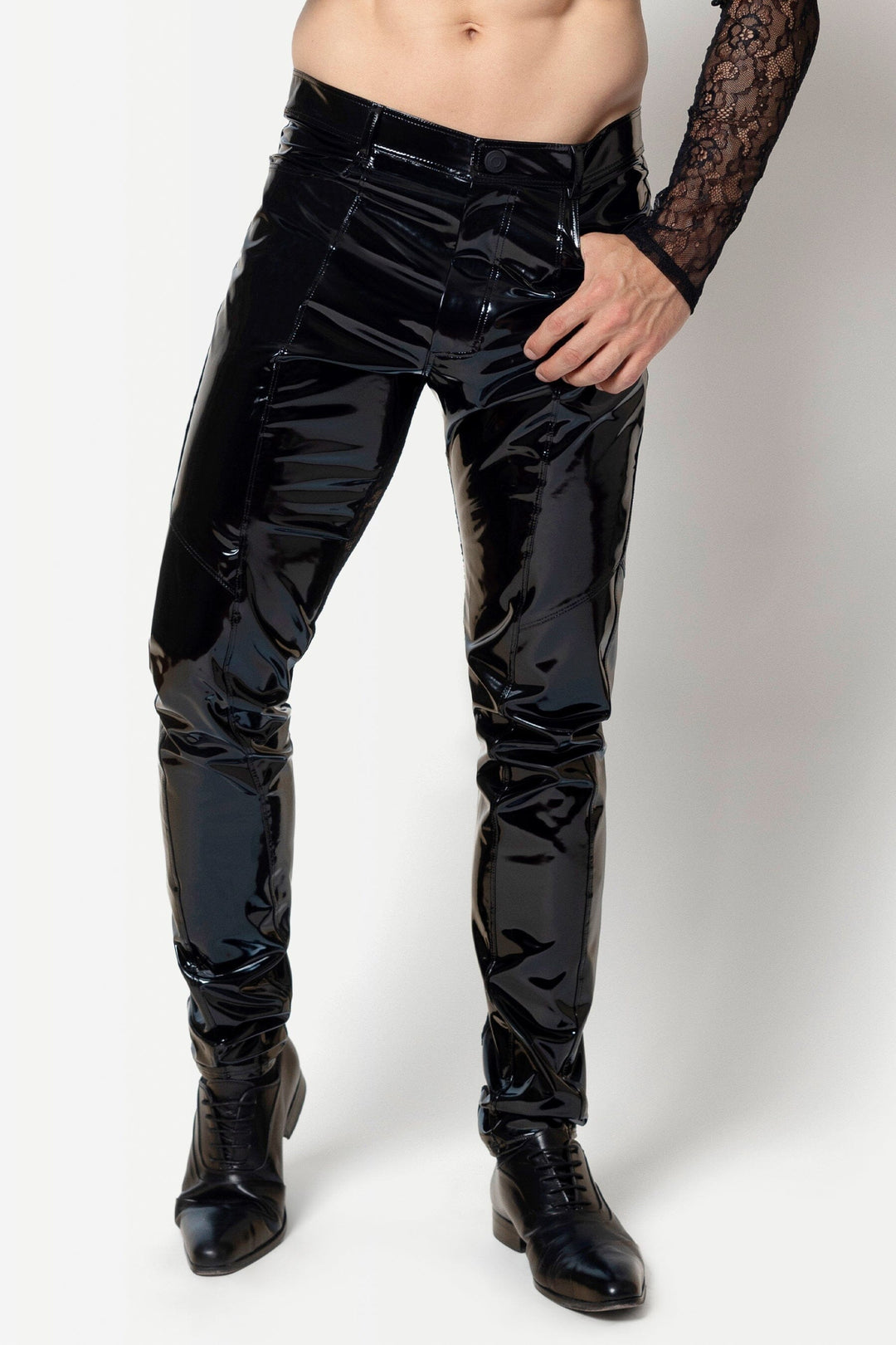L'HOMME ALRIK Vinyl Pants in Black  from SexyShoes.com