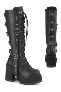 Demonia ASSAULT-218 Black Vegan Leather Knee Boot in Black Vegan Leather from SexyShoes.com