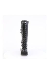 Demonia ASSAULT-218 Black Vegan Leather Knee Boot in Black Vegan Leather