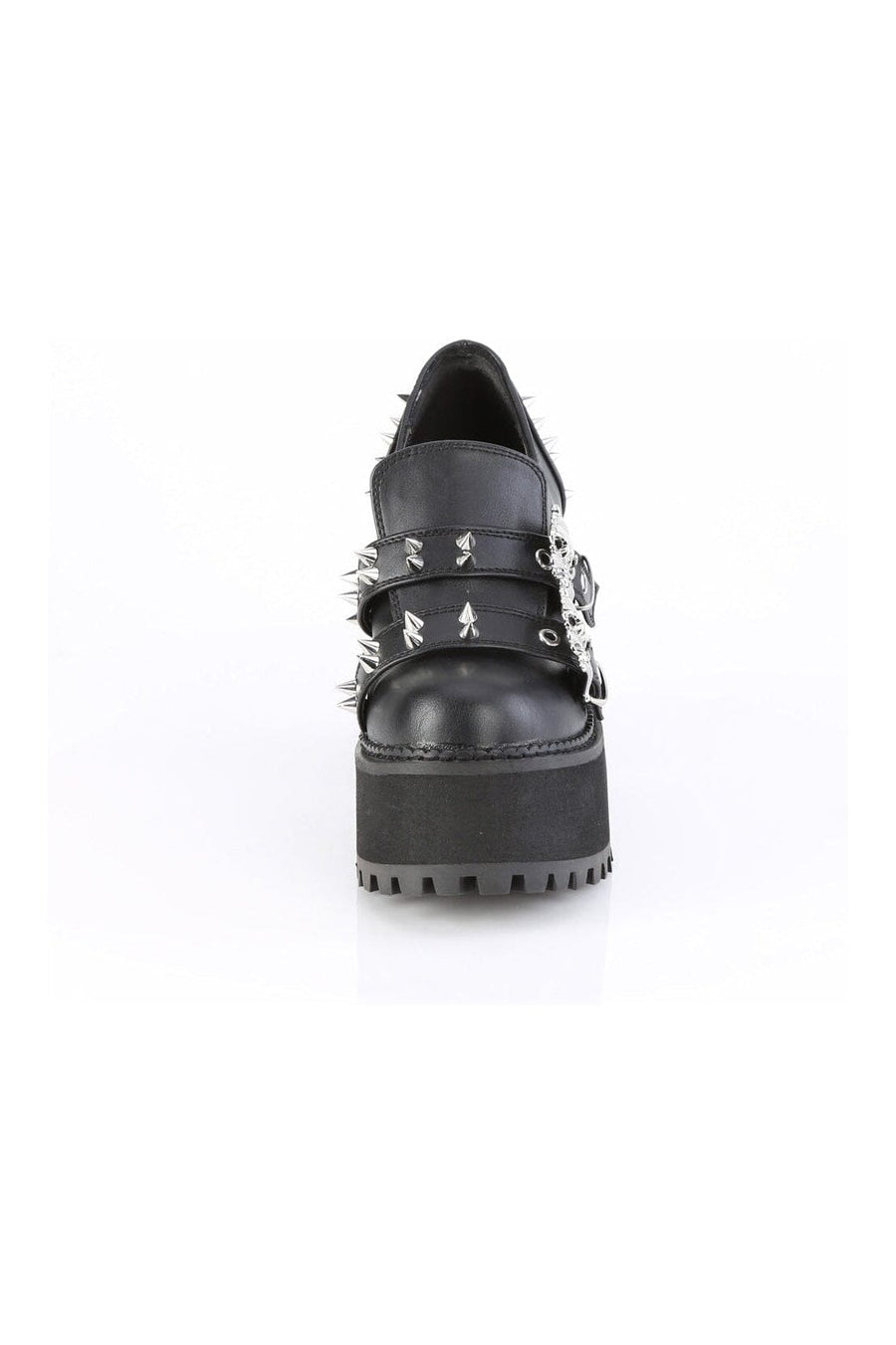 Demonia ASSAULT-38 Black Vegan Leather Loafer in Black Vegan Leather