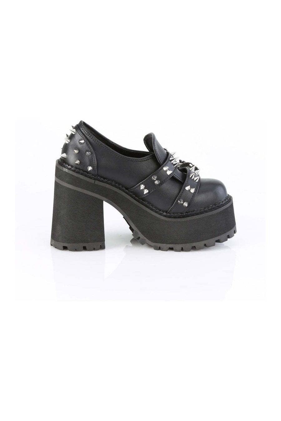 Demonia ASSAULT-38 Black Vegan Leather Loafer in Black Vegan Leather