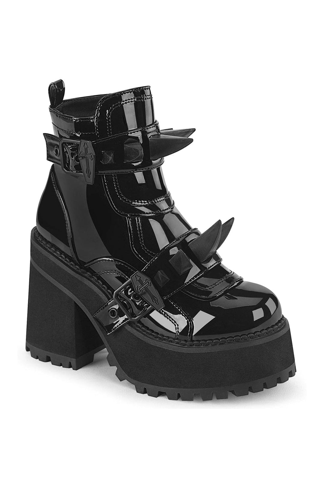 ASSAULT-72 Black Patent Ankle Boot