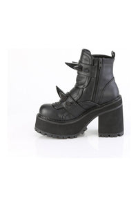 Demonia ASSAULT-72 Black Vegan Leather Ankle Boot in Black Vegan Leather