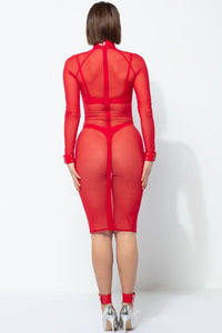 Patrice Catanzaro AZIA Mesh Body Dress in Red 