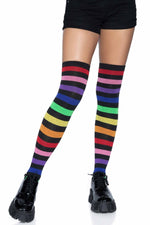 Acrylic Rainbow Stripe Thigh High Socks