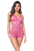 All-Over Lace Romper with Peek-A-Boo Crotch
