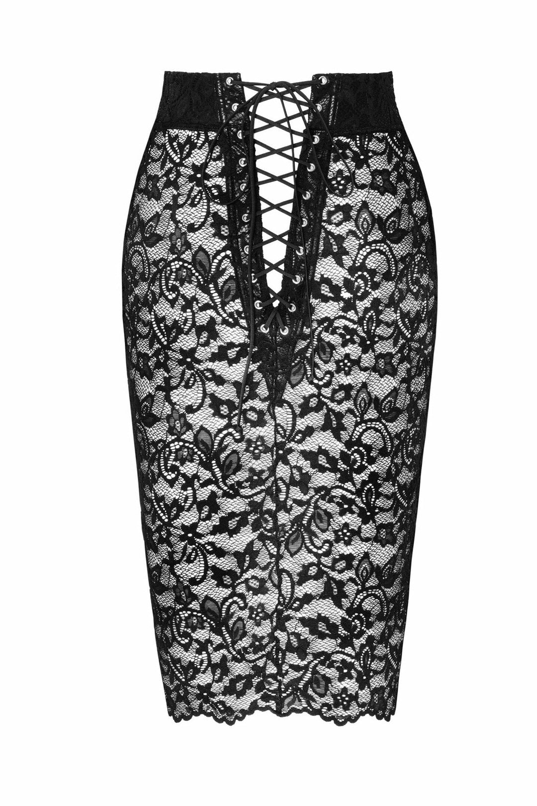 Noir Handmade Ambivalence Lace Up Mini Skirt in Black 