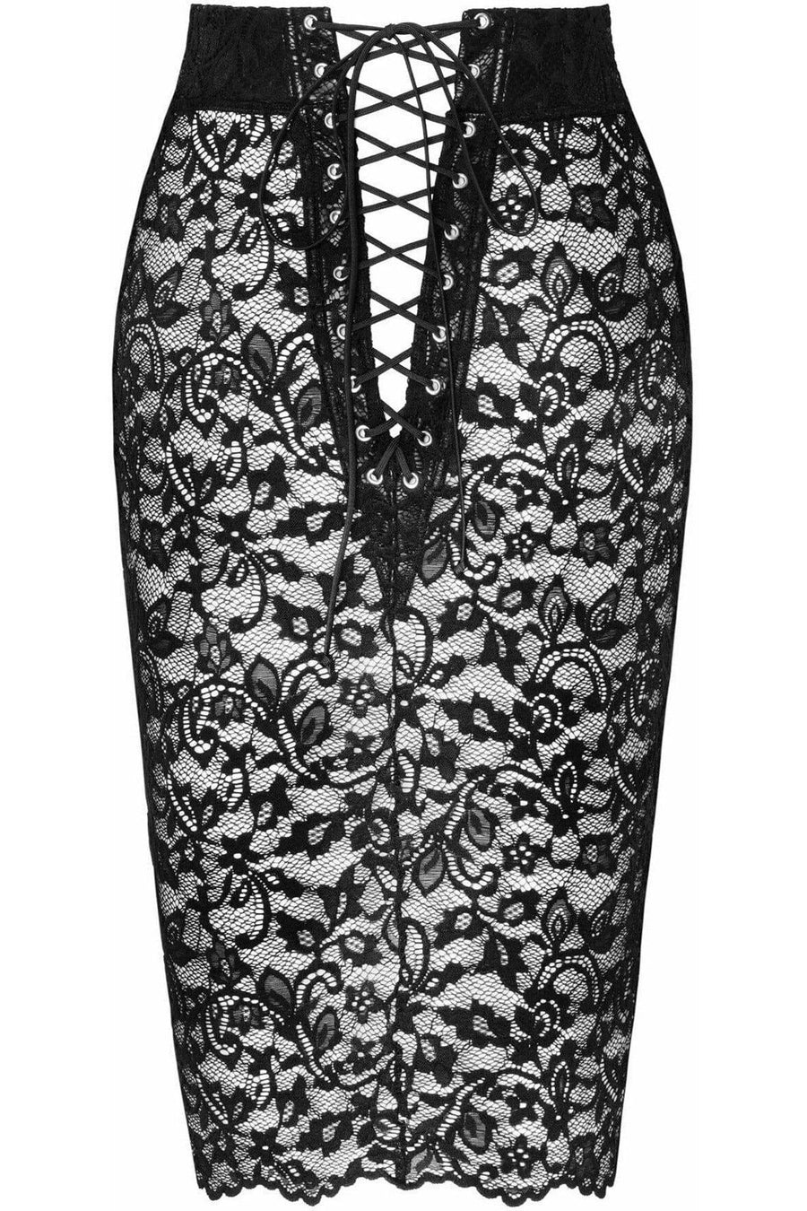 Noir Handmade Ambivalence Lace Up Mini Skirt in Black 