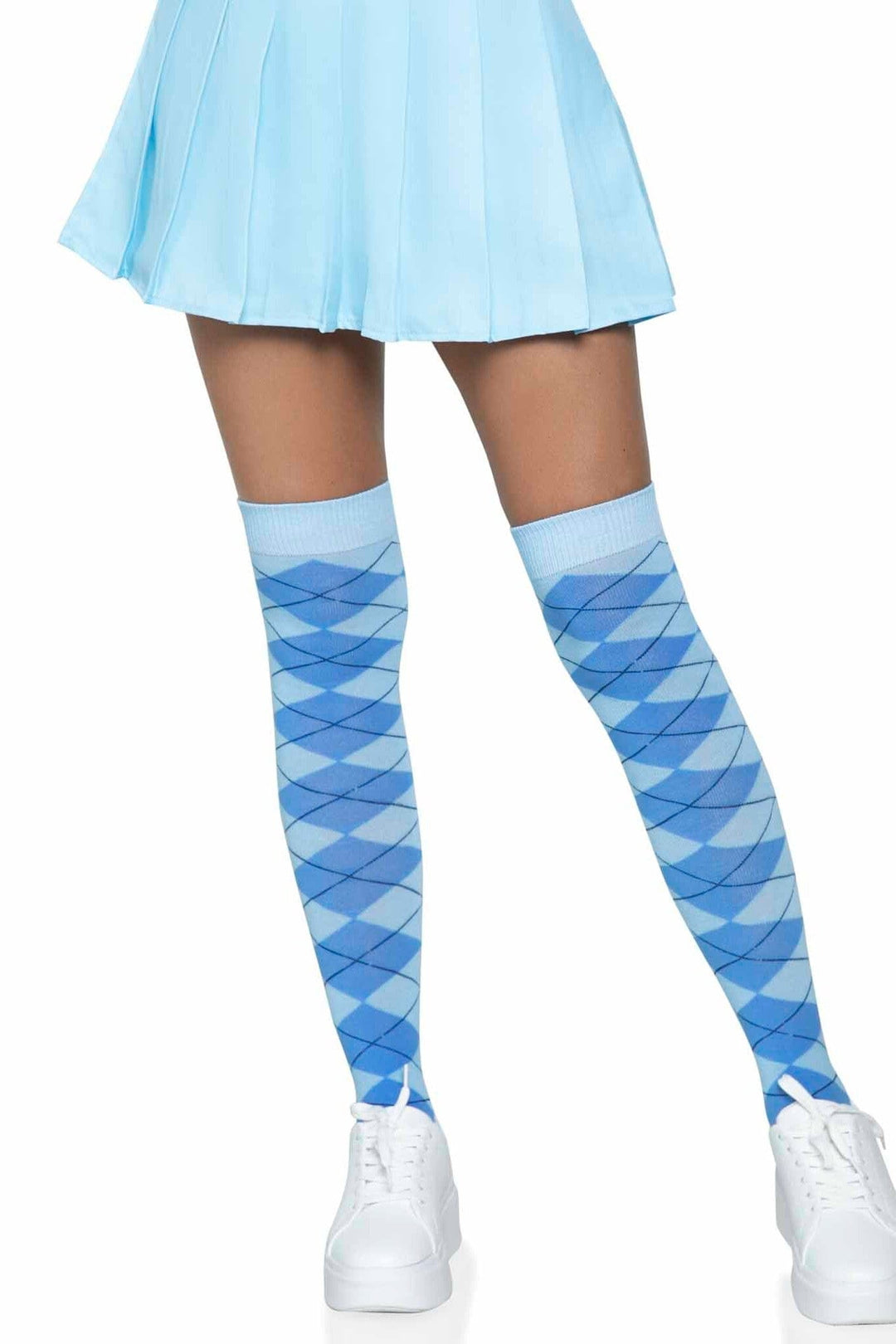 Leg Avenue Argyle Knit Over The Knee Socks in Blue  from SexyShoes.com