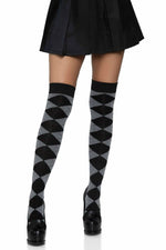 Argyle Knit Over The Knee Socks