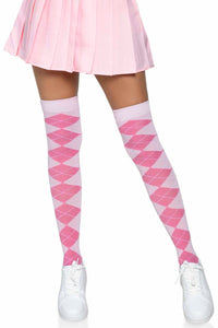 Leg Avenue Argyle Knit Over The Knee Socks in Pink  from SexyShoes.com