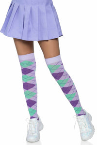 Leg Avenue Argyle Knit Over The Knee Socks in Purple  from SexyShoes.com