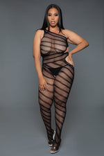 Asymmetric Stripe Bodystocking