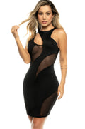 Asymmetrical with Transparent Tulle Inserts Dress