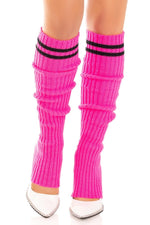 Athletic Stripped Ribbed Strirrup Leg Warmers