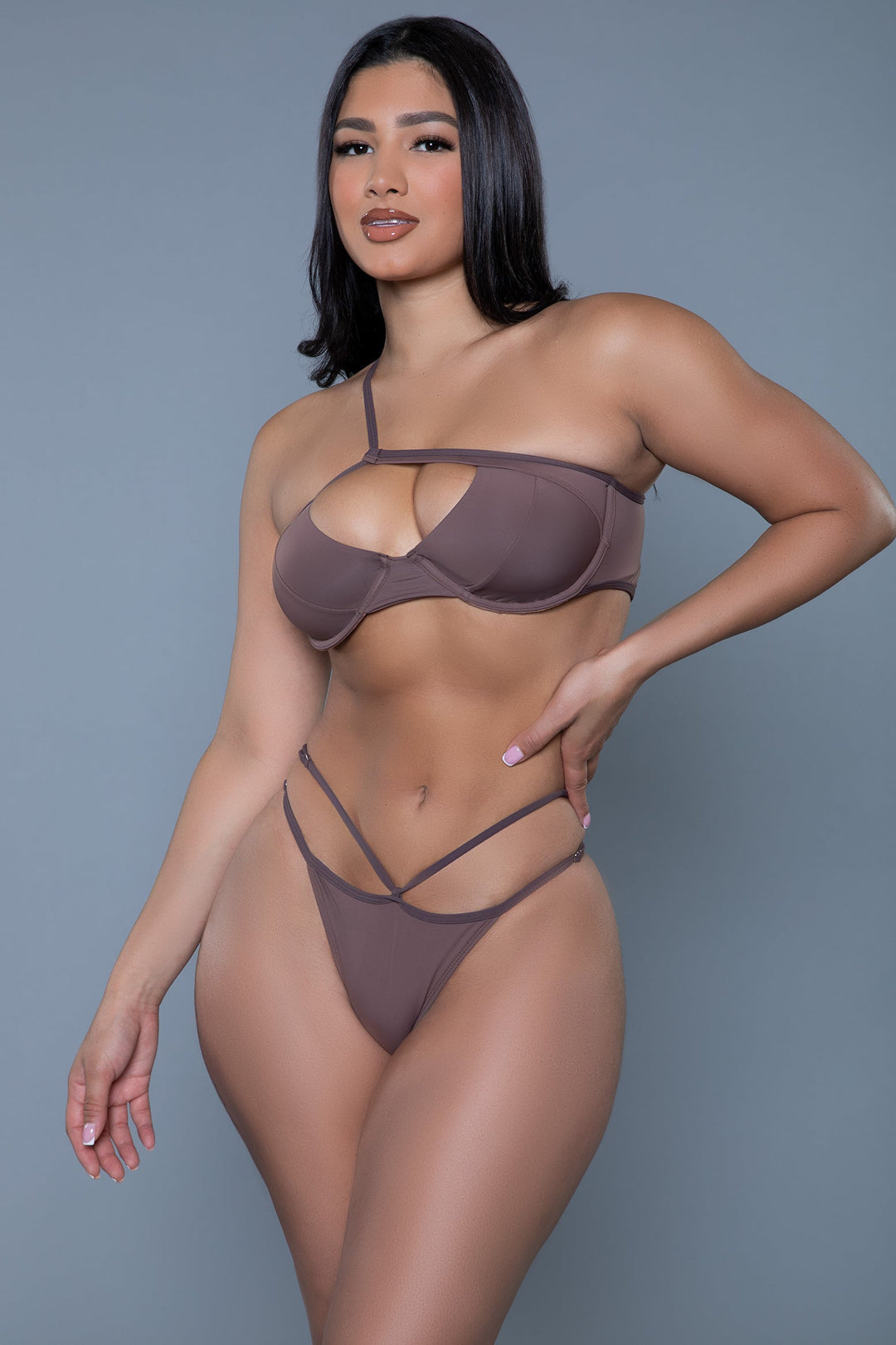 BeWicked Ava One Shoulder Bikini Set in Brown 
