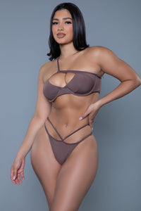 BeWicked Ava One Shoulder Bikini Set in Brown 