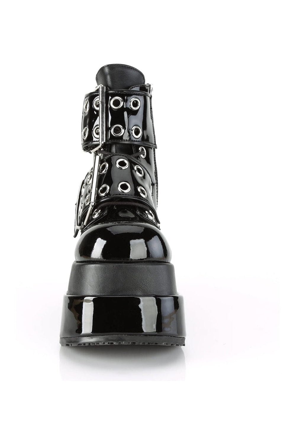 Demonia BEAR-104 Black Vegan Leather Ankle Boot in Black Vegan Leather