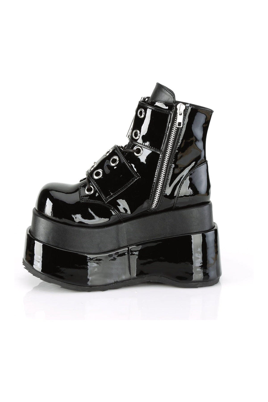 Demonia BEAR-104 Black Vegan Leather Ankle Boot in Black Vegan Leather
