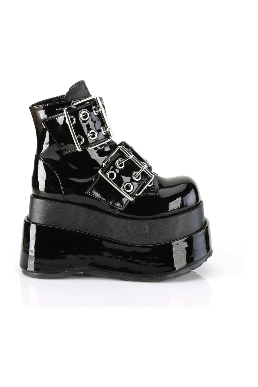 Demonia BEAR-104 Black Vegan Leather Ankle Boot in Black Vegan Leather