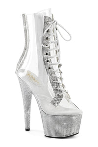 Pleaser BEJEWELED-1021C-2 Clear Vinyl Ankle Boot in Clear Vinyl from SexyShoes.com