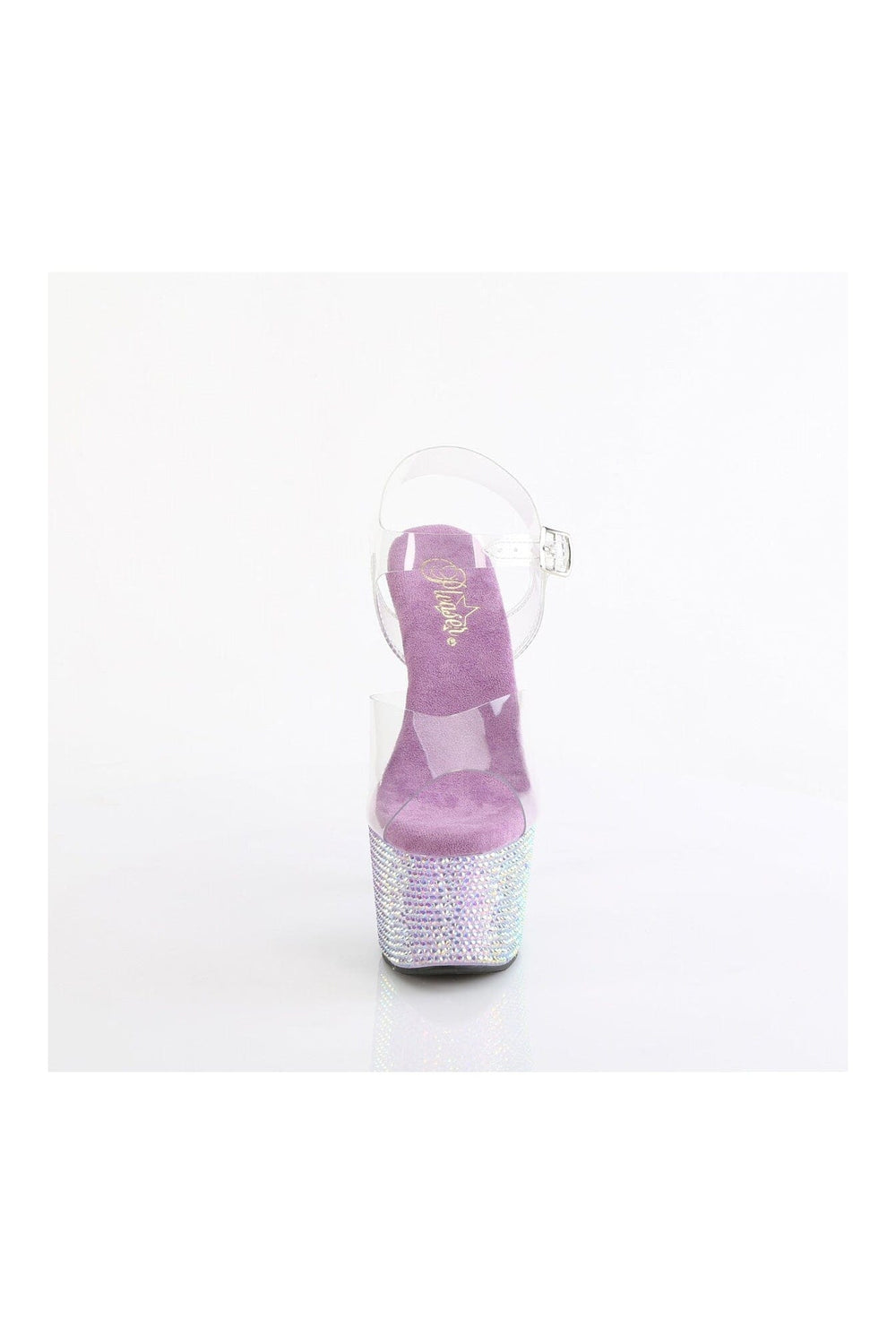 Pleaser BEJEWELED-708RRS Clear Vinyl Sandal in Clear Vinyl