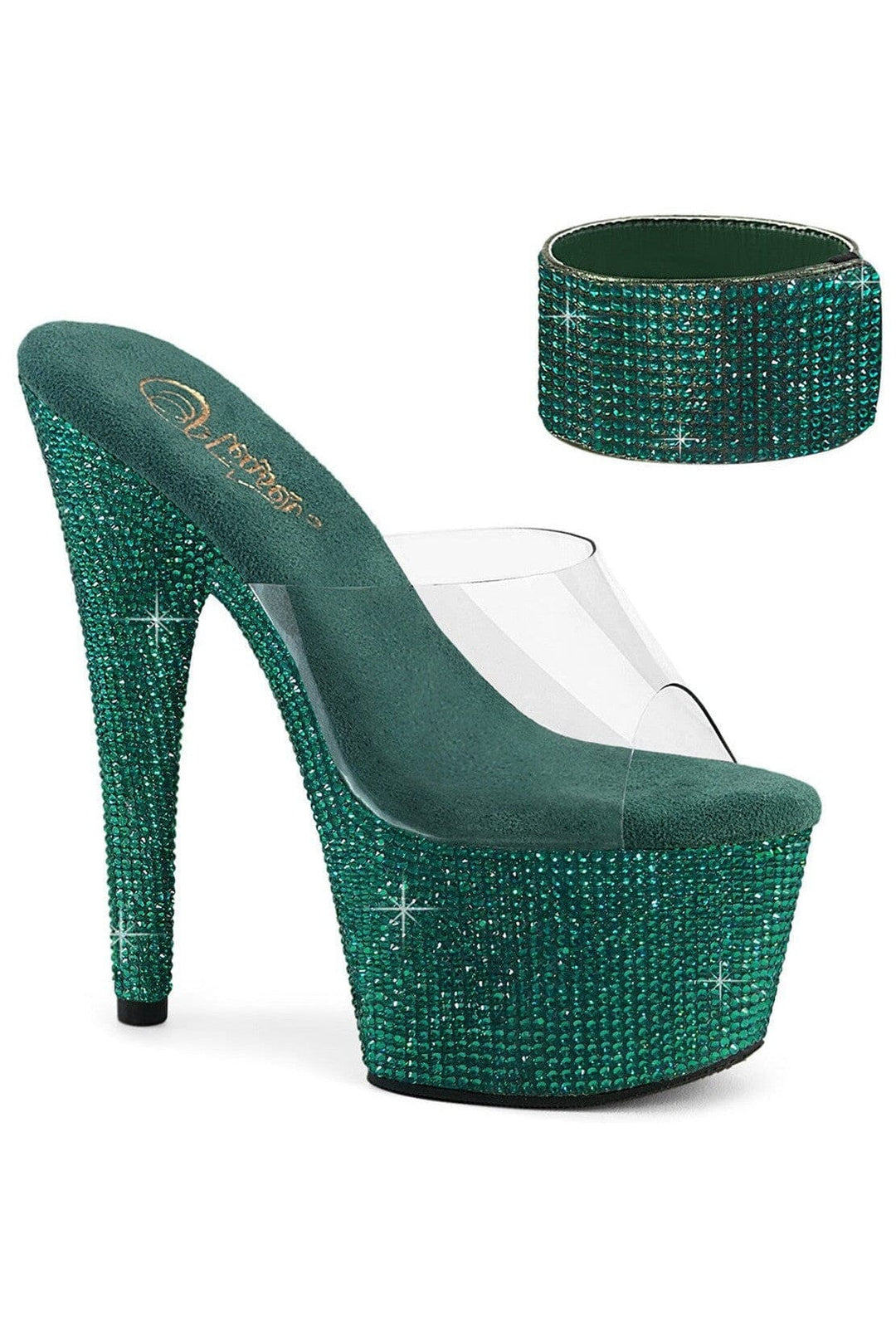 Pleaser BEJEWELED-712RS Clear Vinyl Slide in Clear Vinyl from SexyShoes.com