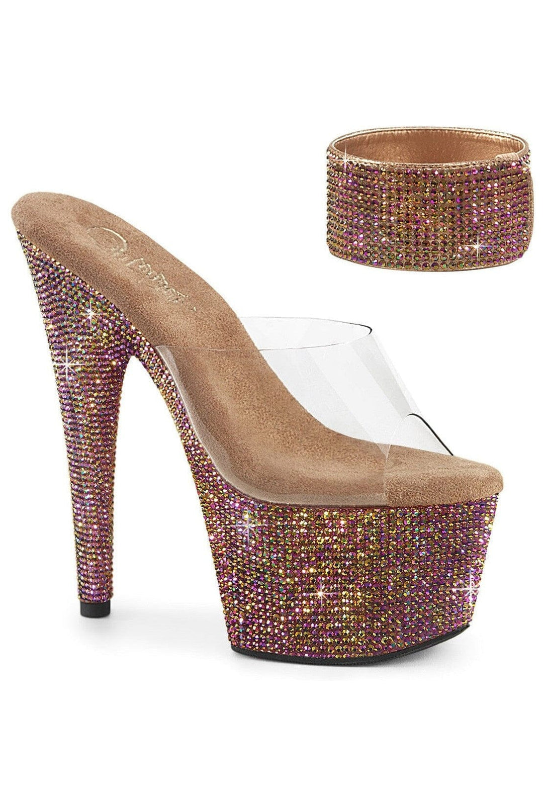 Pleaser BEJEWELED-712RS Clear Vinyl Slide in Clear Vinyl from SexyShoes.com
