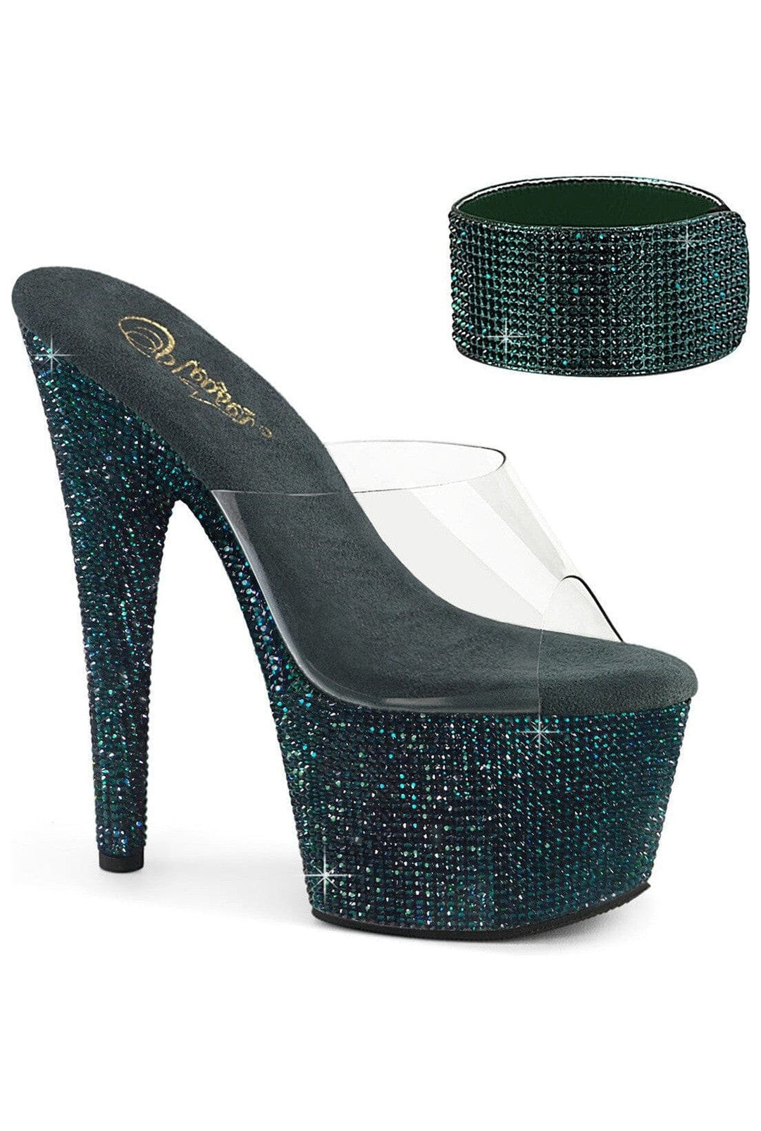 Pleaser BEJEWELED-712RS Clear Vinyl Slide in Clear Vinyl from SexyShoes.com