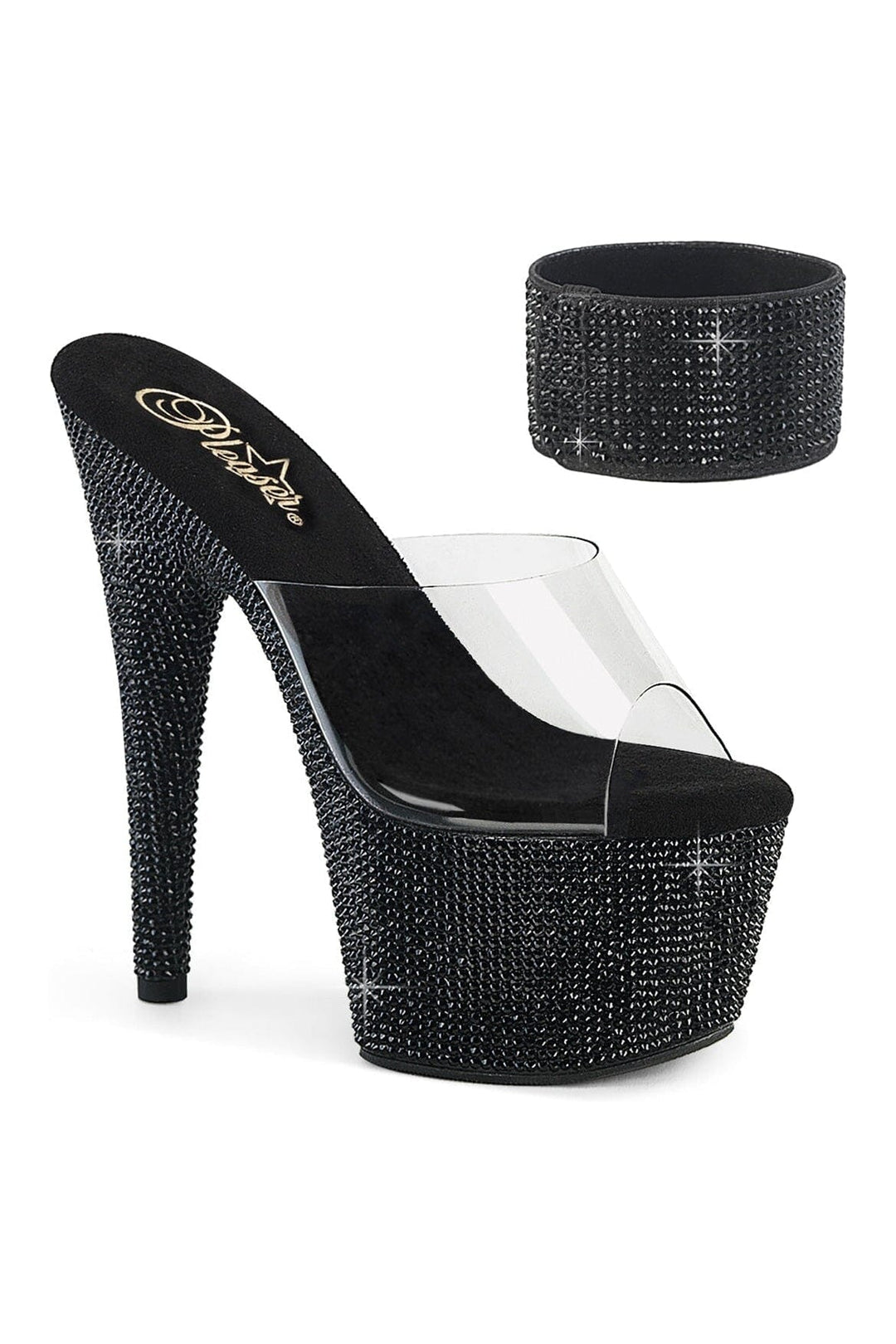 Pleaser BEJEWELED-712RS Clear Vinyl Slide in Clear Vinyl from SexyShoes.com