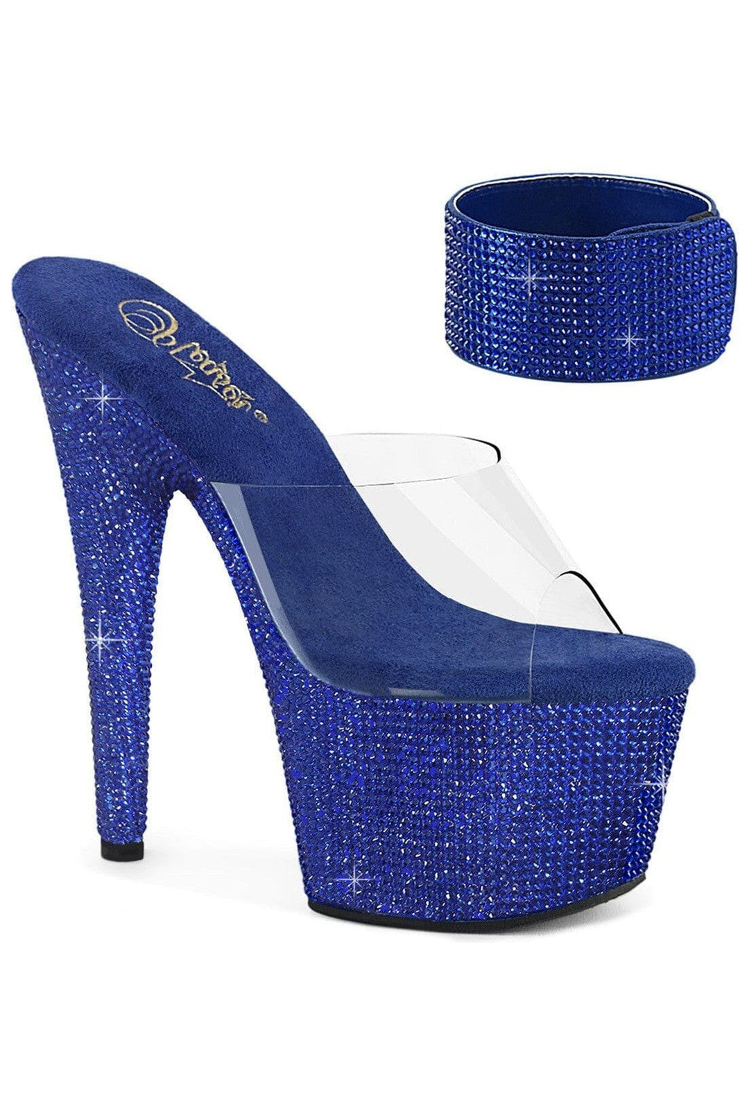 Pleaser BEJEWELED-712RS Clear Vinyl Slide in Clear Vinyl from SexyShoes.com