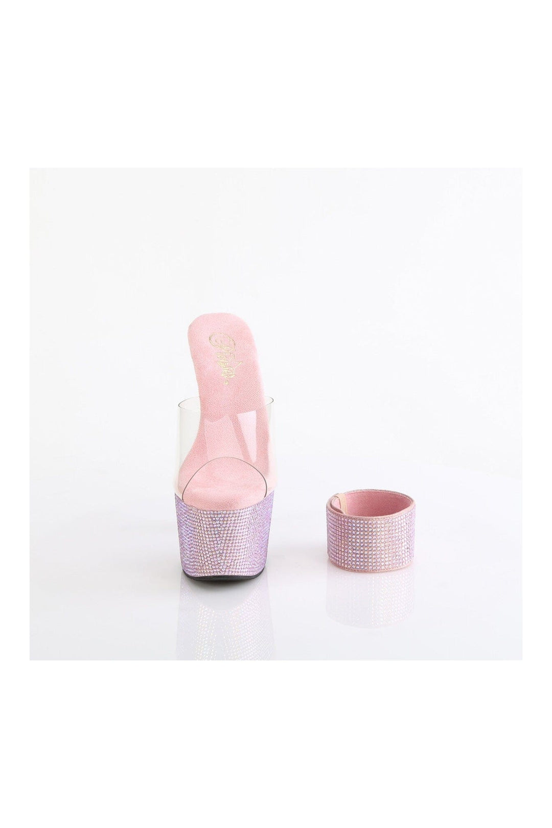 Pleaser BEJEWELED-712RS Clear Vinyl Slide in Clear Vinyl