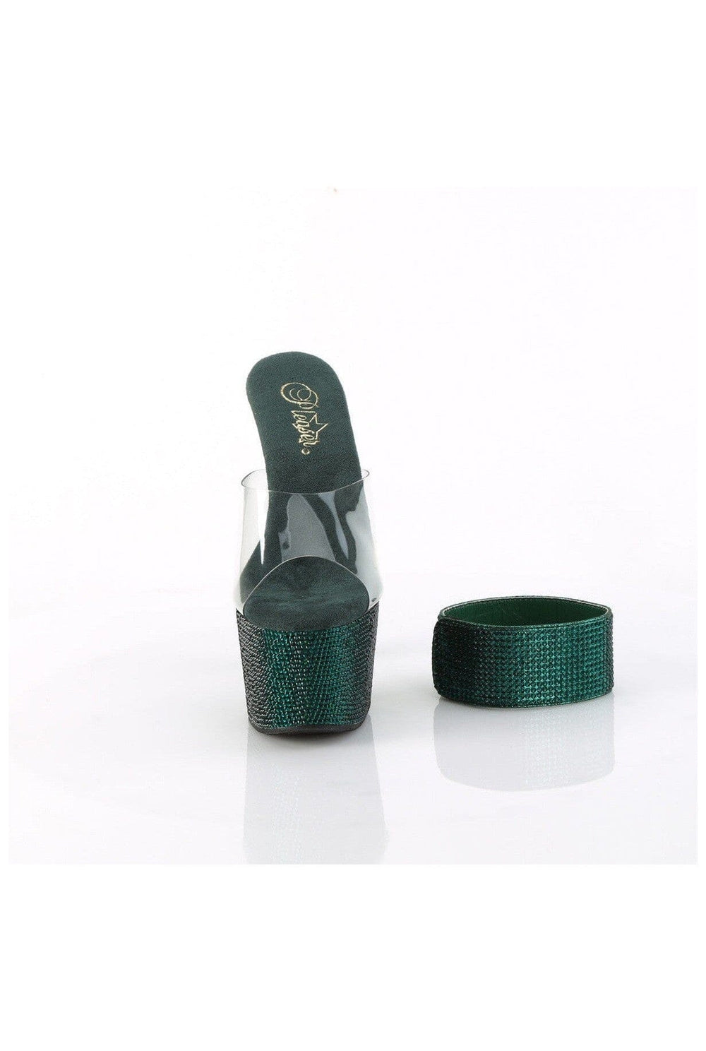 Pleaser BEJEWELED-712RS Clear Vinyl Slide in Clear Vinyl