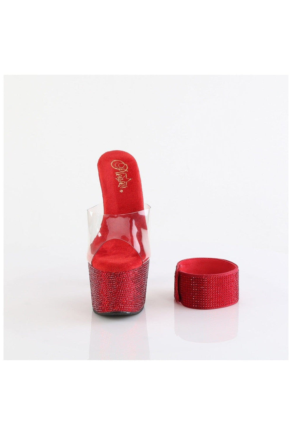 Pleaser BEJEWELED-712RS Clear Vinyl Slide in Clear Vinyl