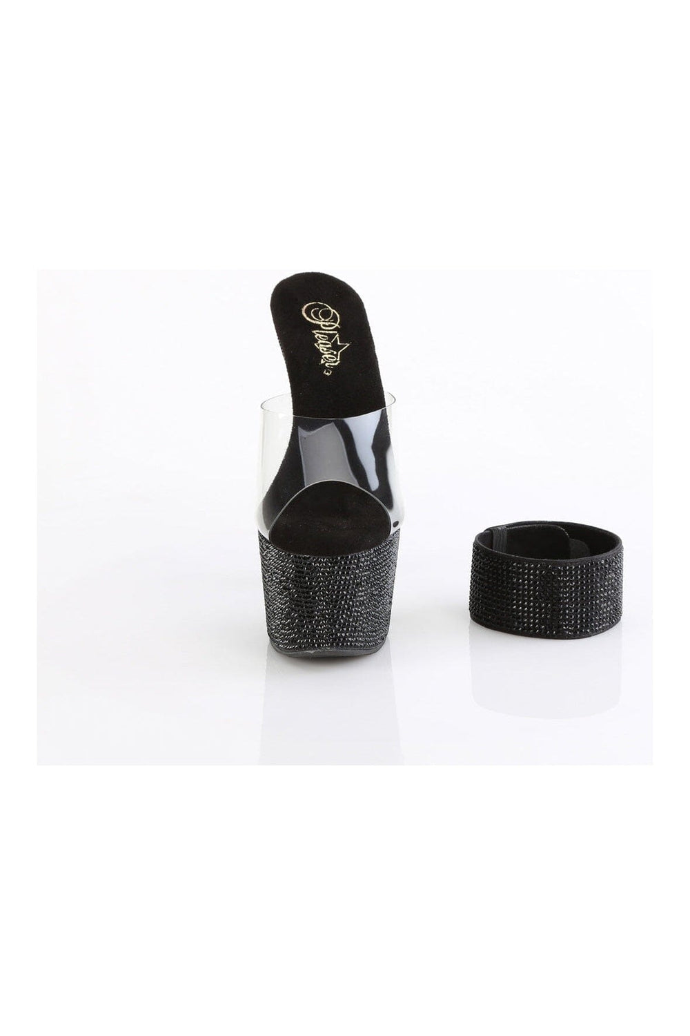 Pleaser BEJEWELED-712RS Clear Vinyl Slide in Clear Vinyl