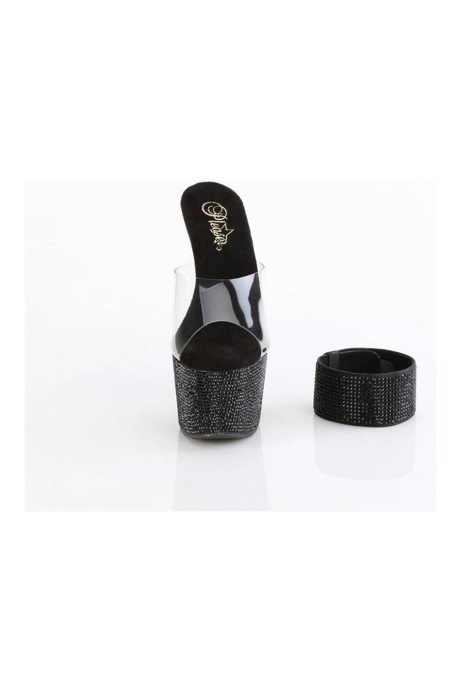 Pleaser BEJEWELED-712RS Clear Vinyl Slide in Clear Vinyl
