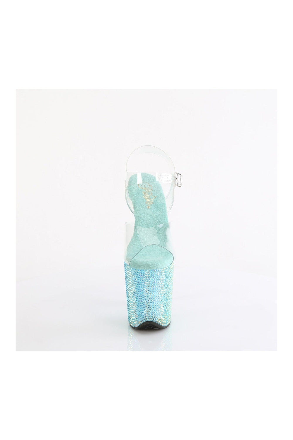 Pleaser BEJEWELED-808RRS Clear Vinyl Sandal in Clear Vinyl