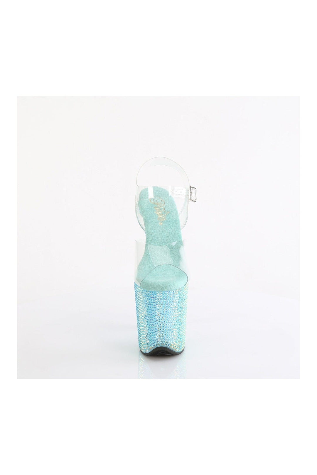 Pleaser BEJEWELED-808RRS Clear Vinyl Sandal in Clear Vinyl