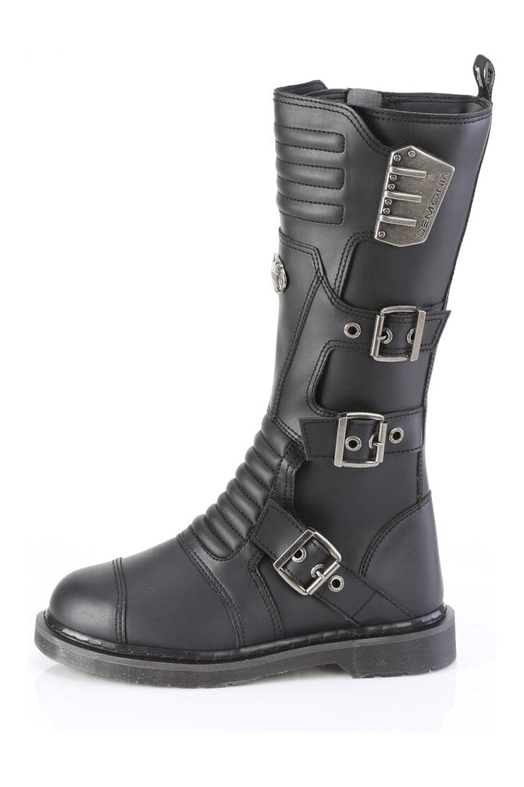 Demonia BOLT-405 Black Vegan Leather Combat Boot in Black Vegan Leather