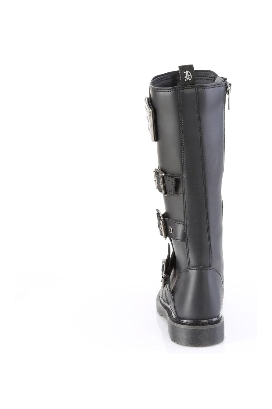 Demonia BOLT-405 Black Vegan Leather Combat Boot in Black Vegan Leather