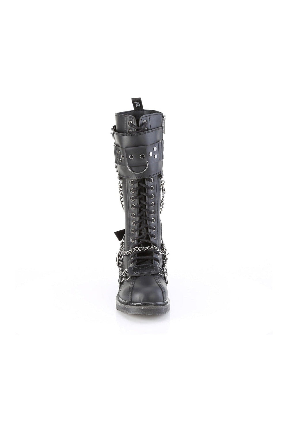 Demonia BOLT-415 Black Vegan Leather Combat Boot in Black Vegan Leather