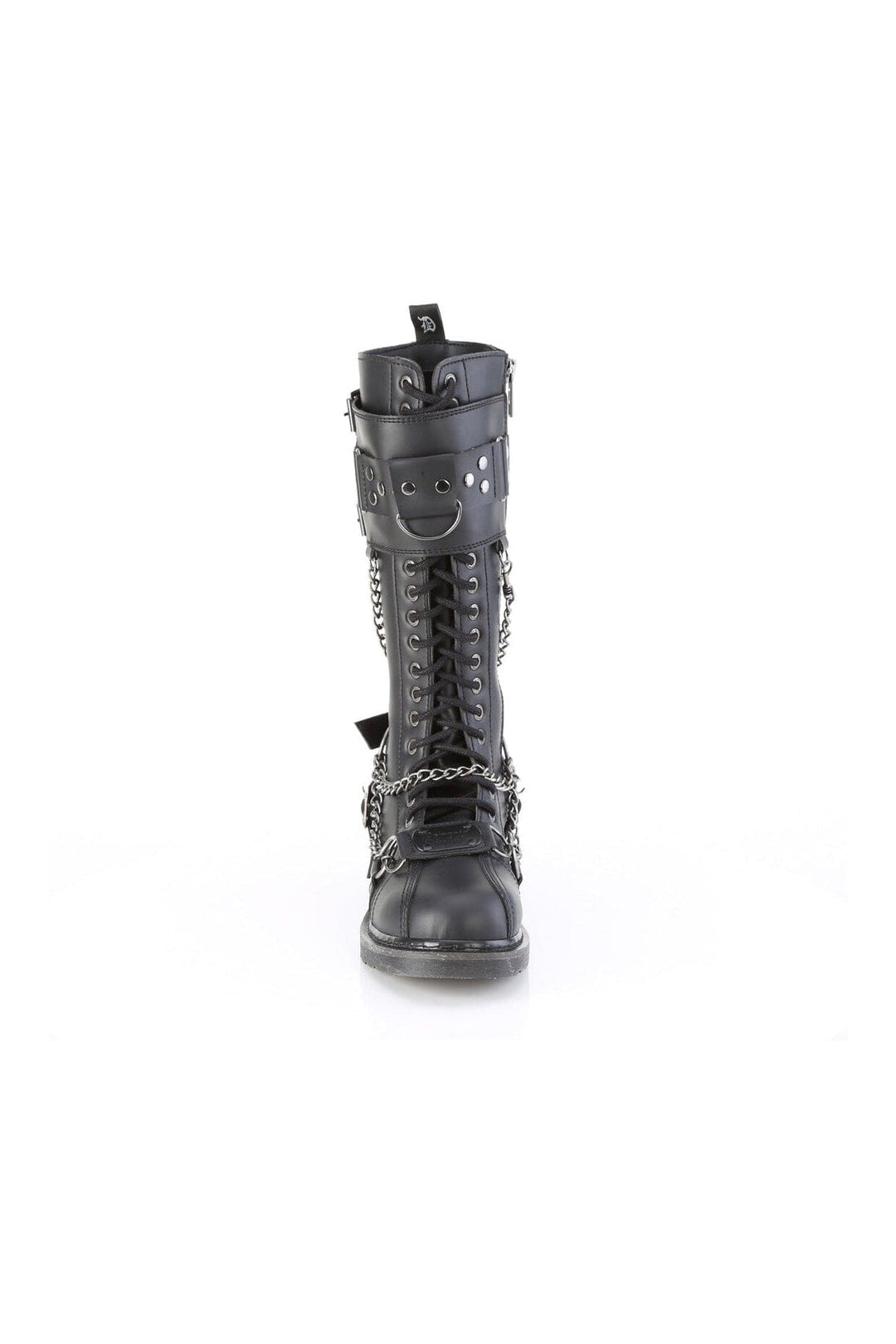 Demonia BOLT-415 Black Vegan Leather Combat Boot in Black Vegan Leather